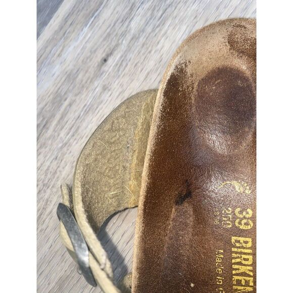 Birkenstock Leather Sandals Size 8W WoMens Green Color Double Buckle READ - Picture 3 of 14